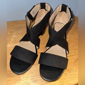 Naturalizer Adele Black Faux Open Toe Ankle Strap Heeled Sandals Womens size 8
